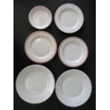 Six WWII German mess plates; 2 German ar