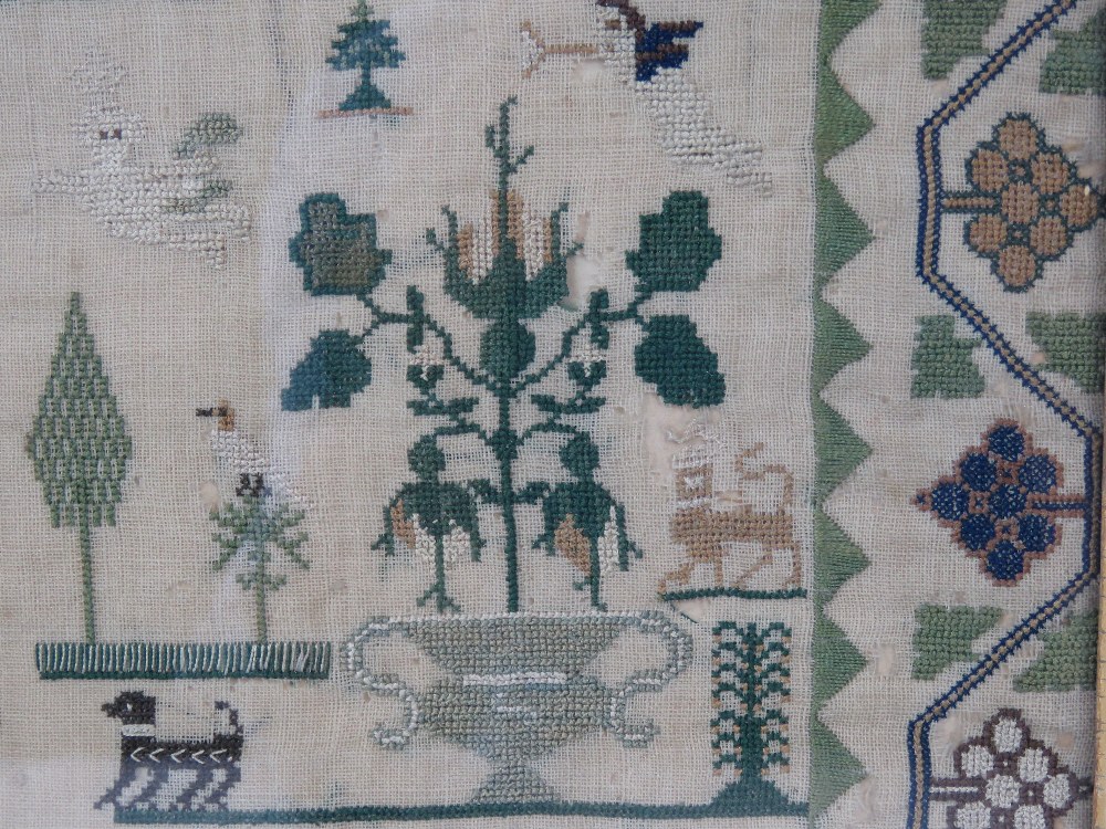An early 19th century needlework sampler having geometric floral design and featuring Horse Hill - Image 2 of 3
