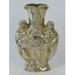 An 18th century French silver bud vase in the form of two Classical women (tiny worn through hole