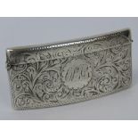 A HM silver card case, engraved scrolling fronds throughout, hallmarked Birmingham 1903,