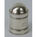 A Georgian HM silver nutmeg grater, hallmarked Birmingham 1791, 3.6cm high 2.3cm dia, 12.6g.