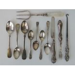 Seven HM silver teaspoons of various styles and patterns, two Victorian and one Georgian,