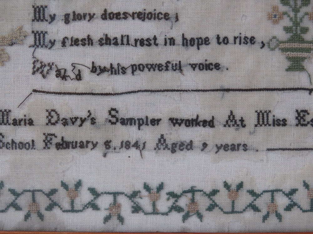 An early 19th century needlework sampler with five verse poem 'Thou Lord when i resign my breath' - Image 2 of 3