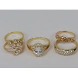Five rose metal costume jewellery ring.