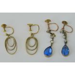 Two pairs of 9ct gold earrings; one pair