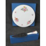 A Royal Worcester cake plate and cake kn