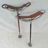 Two pigskin leather and aluminium shooting sticks c1960s.
