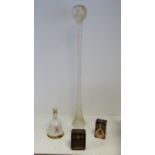 A yard of ale glass, together with a Wade Bells Whisky decanter, sealed with contents,