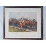 Colour Print; National Hunt Jump, signed lower right John King, 42 x 52cm.