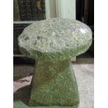 An original antique staddle stone comprising circular top 48cm dia, upon tapering quatreform base,
