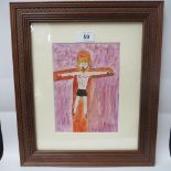 Ronnie Kray. Christ on the Cross, watercolour, signed lower right. 21 x 15cm.