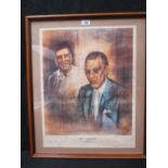 Colour print; 'Down but not out', Paul Lake 1989, signed by Reg Kray and Ron Kray.