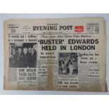 Buster Edwards. Great Train Robber. An Original copy of the Yorkshire evening post dated September