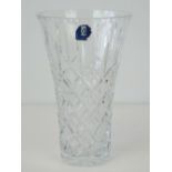 A St Andrews Doulton heavy cut lead crystal open necked lily vase, 25cm high,