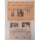 Bonnie and Clyde. American outlaws. An original front page copy of the Rochester Times union news