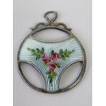 A delightful HM silver Charles Horner pendant with pale blue ground and pink floral enamel,