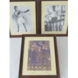 A set of three photographic prints of historic boxing figures,