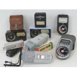 A quantity of eight assorted light meters including Weston Master, Weston Photronic,