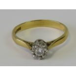 An 18ct gold diamond solitaire ring, illusion set diamond approx 0.1ct, hallmarked 750, size L-M, 2.