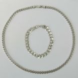 A heavy silver curb link mens necklace a