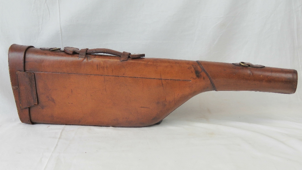 A brown leather leg o'mutton gun case wi - Image 2 of 3