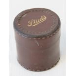 A pigskin leather 'Studs' box, 5cm dia,