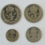 A cased full set of George V Fourth Type Re-engraved Effigy Maundy Money dated 1933 and comprising