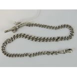 A good HM silver Albert chain with T-bar and dog clip, 33cm in length, weighing 29.7g.