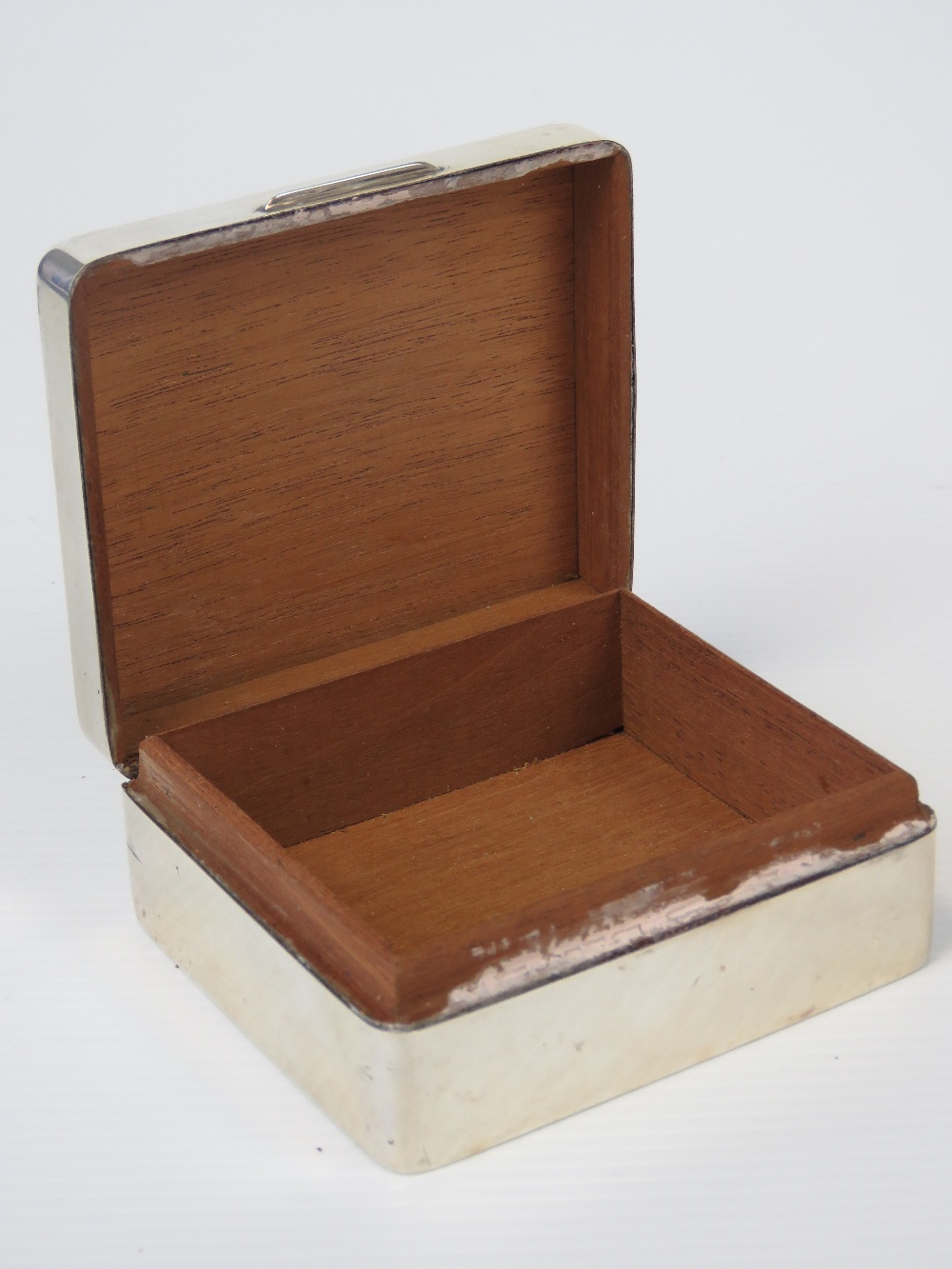 A Garrard & Co HM silver cigarette box, cedarwood lined, presentation inscription to Frederick W. - Image 4 of 4