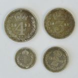 A full set of George V Second Type Maundy Money dated 1922 and comprising 4p, 3p, 2p and 1p coins.