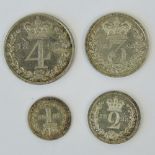 A full set of George IV Maundy Money dated 1822 and comprising 4p, 3p, 2p and 1p coins.