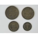 A cased full set of Victorian 'Old Head' Maundy Money dated 1896 and comprising 4p, 3p,