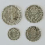 A full set of George V Third Type Modified Effigy Maundy Money dated 1929 and comprising 4p, 3p,
