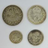 A full set of Victoria 'Jubilee Head' Maundy Money dated 1890 and comprising 4p, 3p,