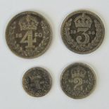 A full set of George VI Third Type Maundy Money dated 1950 and comprising 4p, 3p, 2p and 1p coins.