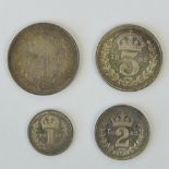 A full set of Elizabeth II Second Type Maundy Money dated 1962 and comprising 4p, 3p,