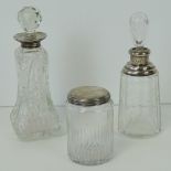 A cut glass and HM silver dressing table pot, London 1820,