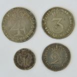 A full set of George III Maundy Money dated 1784 and comprising 4p, 3p, 2p and 1p coins.