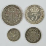 A full set of Victoria 'Old Head' Maundy Money dated 1897 and comprising 4p, 3p, 2p and 1p coins.