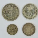 A full set of Victoria 'Young Head' Maundy Money dated 1855 and comprising 4p, 3p, 2p and 1p coins.