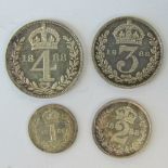 A full set of Victoria 'Jubilee Head' Maundy Money dated 1888 and comprising 4p, 3p,