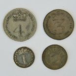 A full set of George III Maundy Money dated 1820 and comprising 4p, 3p, 2p and 1p coins.