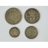 A cased full set of Victorian 'Old Head' Maundy Money dated 1900 and comprising 4p, 3p,