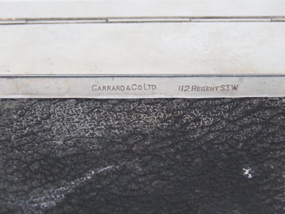 A Garrard & Co HM silver cigarette box, cedarwood lined, presentation inscription to Frederick W. - Image 3 of 4