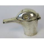 A delightful HM silver claret jug top in the form of a bird,