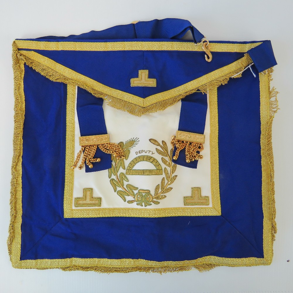 Masonic Regalia; a Craft Provincial Grand Rank full dress apron with embroidered 'Deputy' insignia,