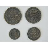 A cased full set of Victorian 'Young Head' Maundy Money dated 1891 and comprising 4p, 3p,