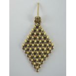 A 9ct gold earring, articulated panels in diamond shape, hallmarked 375, 3.8g.