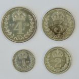 A cased full set of Elizabeth II Second Type Maundy Money dated 1970 and comprising 4p, 3p,