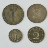 A full set of George II Maundy Money dated 1732 and comprising 4p, 3p, 2p and 1p coins.